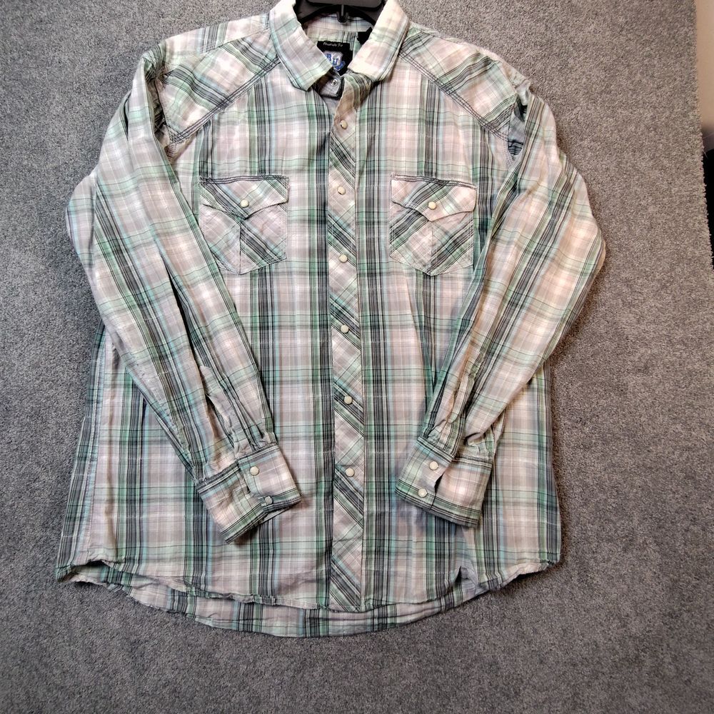 Resistol University RU Plaid Button-Up Shirt Long Sleeve Cotton Casual XXL
